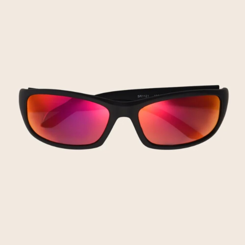 Foster Grant Panama Jack Polarized Red Mirror Wrap Sunglasses